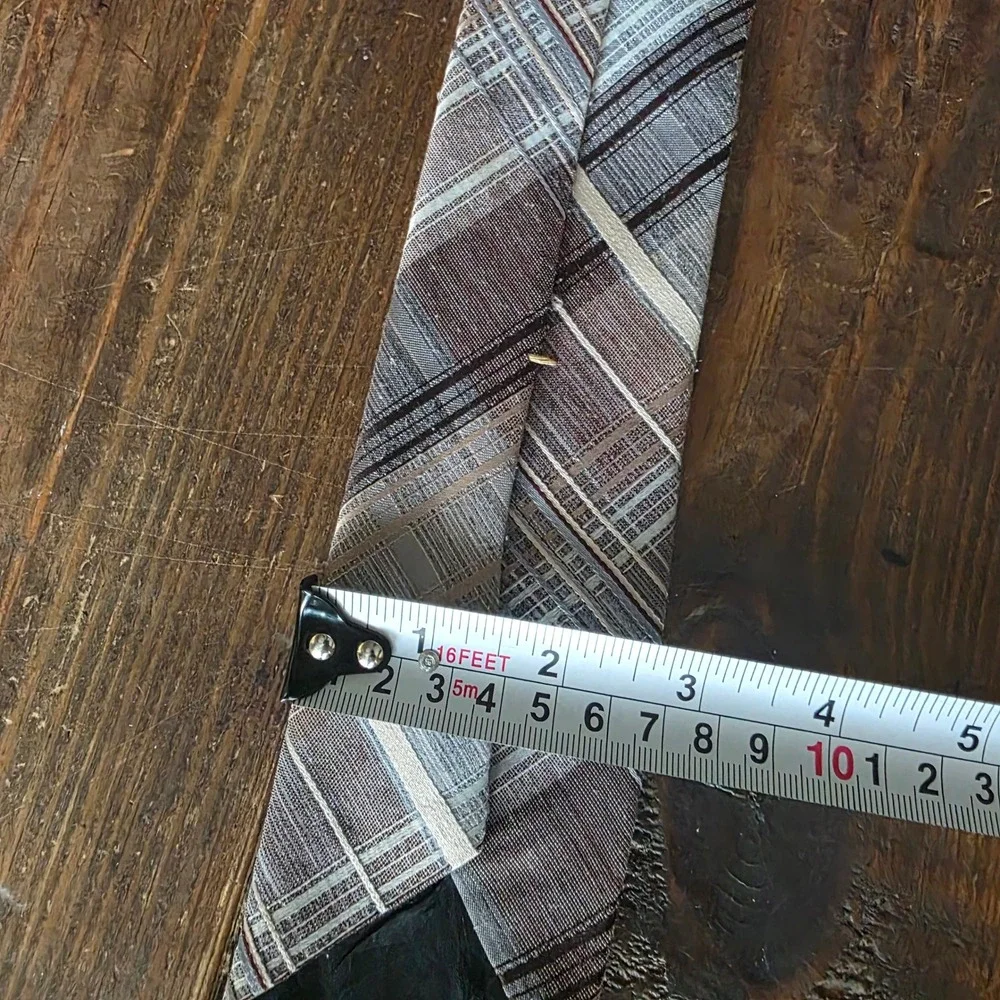 Vintage wool blend plaid slim tie necktie
